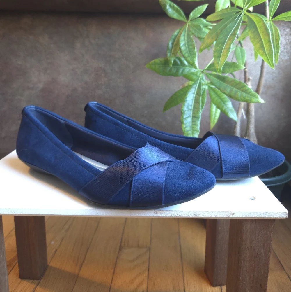 Suede Ballet Flats In Navy - Picture 3 of 7
